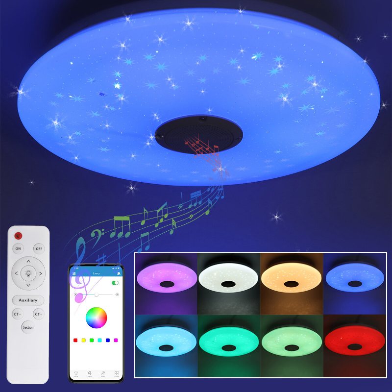 40cm 36w As102 Led Rgb Music Taklampa App+fjärrkontroll Arbeta Med Google Home Alexa 220v/85-265v