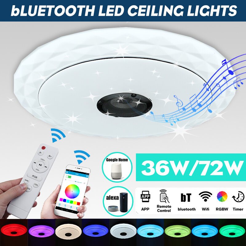 45cm Wifi Led-takljus Rgb Bluetooth Musikhögtalare Dimbar Lampa App