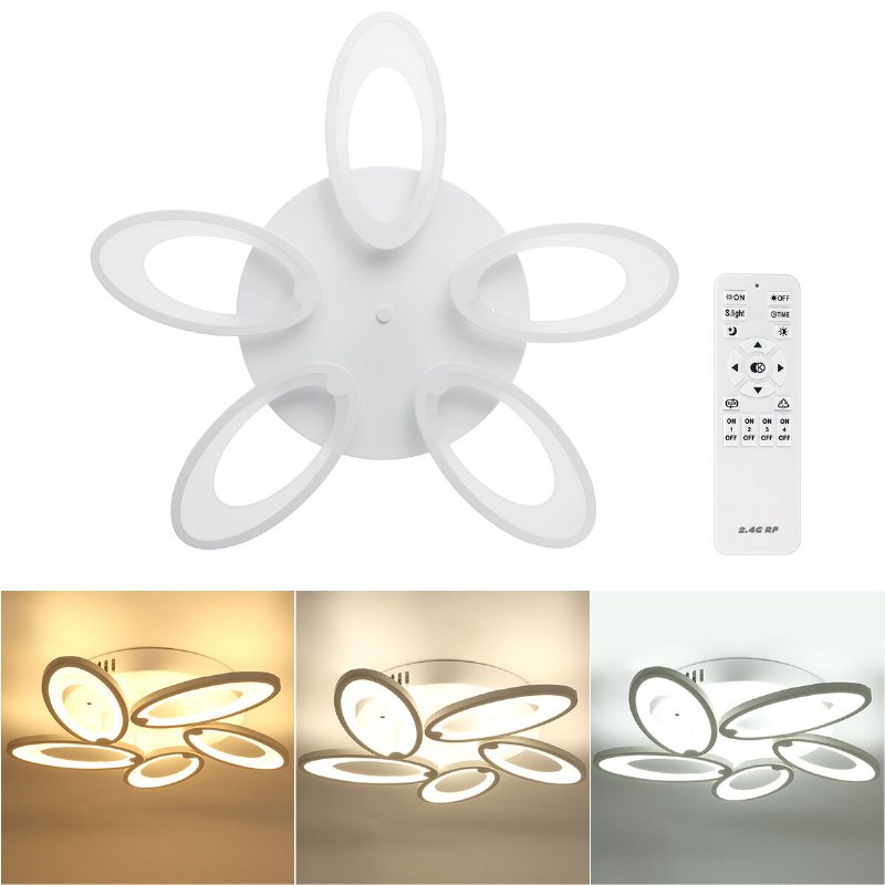 5 Heads Modern Led Tak Akryl Hembelysning Hem Ljuskrona Lampa+fjärrkontroll 3200-6500k