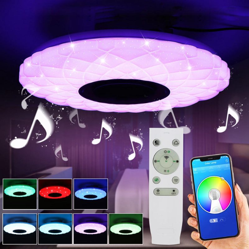 50w Dimbar Led-infälld Taklampa Bluetooth-högtalarlampa Med Fjärrkontroll