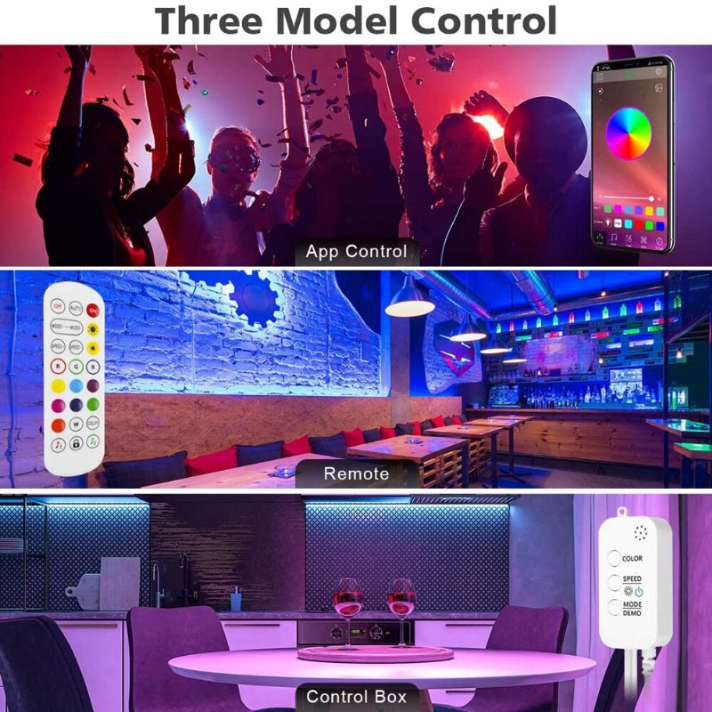 65.6ft 10m/15m/20m 5050 Smart Led Strip Light Icke Vattentät Rgb-replampa Med Bluetooth Musikkontroll+fjärrkontroll Juldekorationer Clearance Christmas Lights