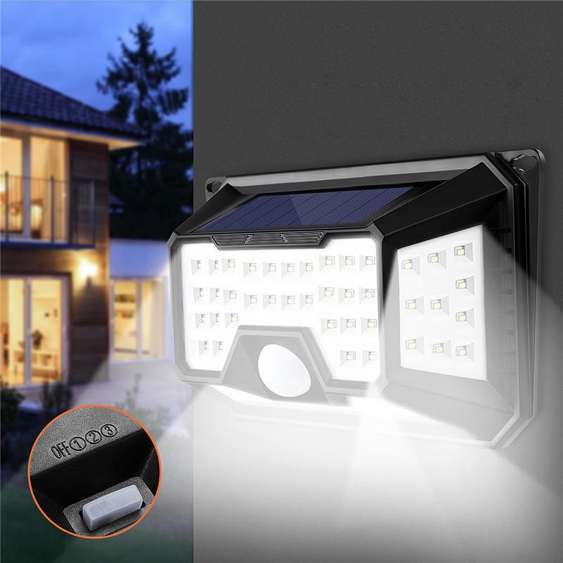 66 Led 4 Side Solar Pir Rörelsesensor Vägglampa 3 Lägeslampa Utomhusljus