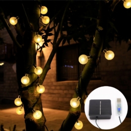 9.5 M Usb+soldriven 50 Led-slingor Utomhus Trädgårdsväg Yard Vattentät Dekorlampa