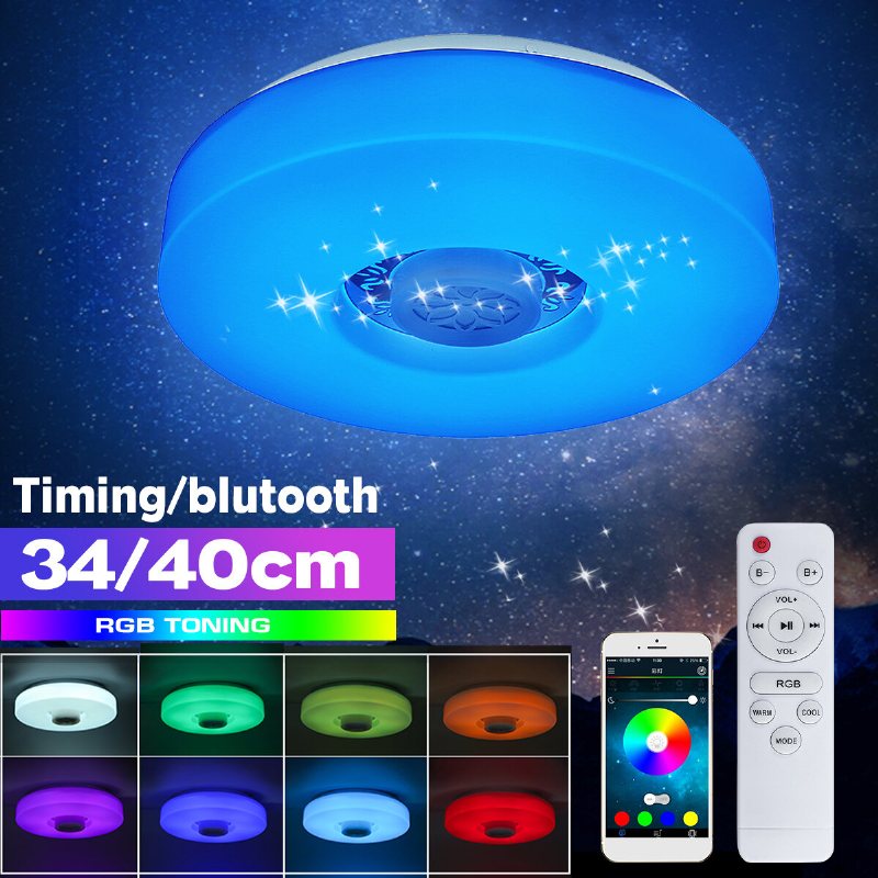 Bluetooth Led-takljus Rgb 3d Surroundljud Musik Dimbar Lampa App Fjärrkontroll