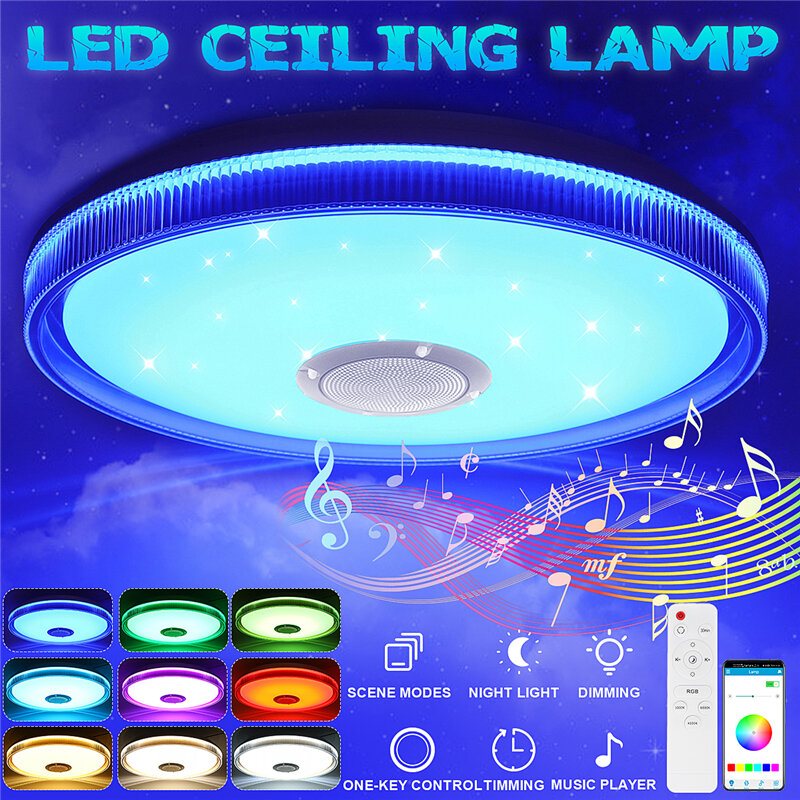 Bluetooth Wifi Led Rgb Musik Taklampa+fjärrkontroll För Kök Sovrum Badrum 85-265v/220v/110-220v