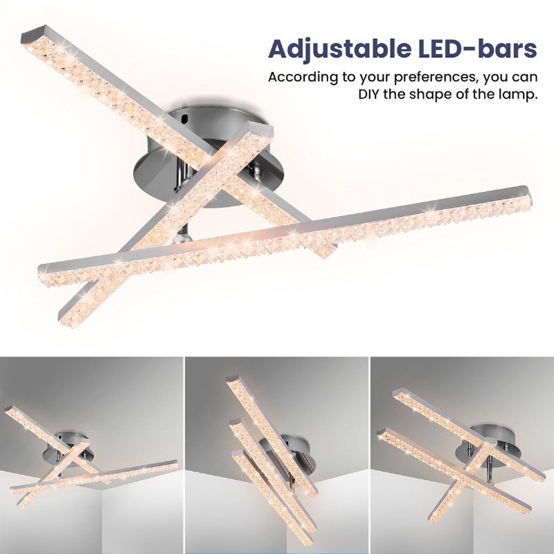 Elfland Ac85v~265v 24w Modernt Led-takljus Crystal Light Bar Sovrum Vardagsrum Ljuskrona Lampbelysning