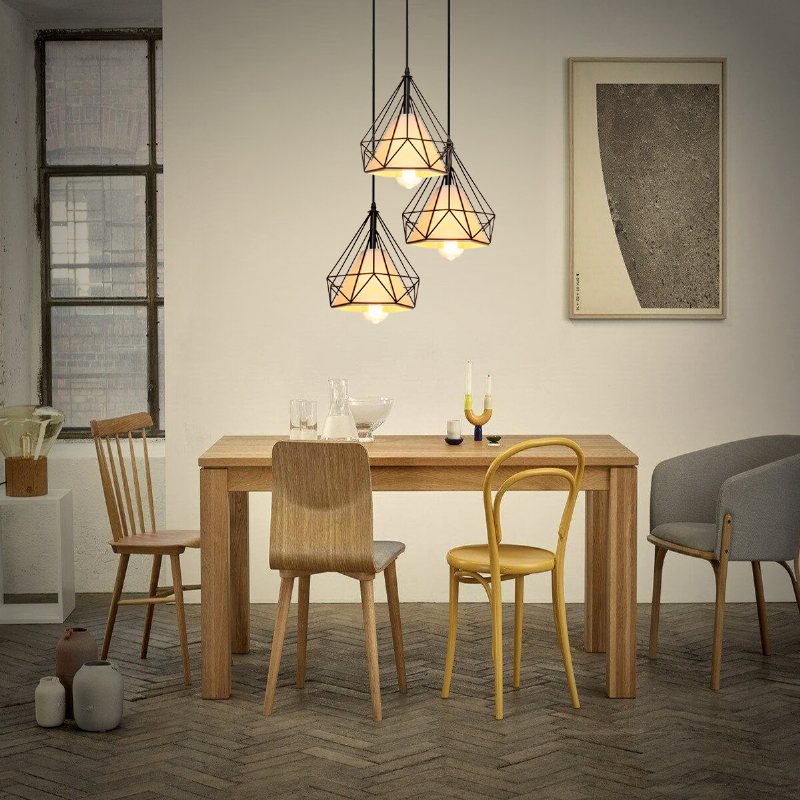 Farmhouse Svart Pendelbelysning 3-light Industrial Modern Hängande Belysningsarmaturer För Matsal Sovrum Kök Vardagsrum Hall (industri)