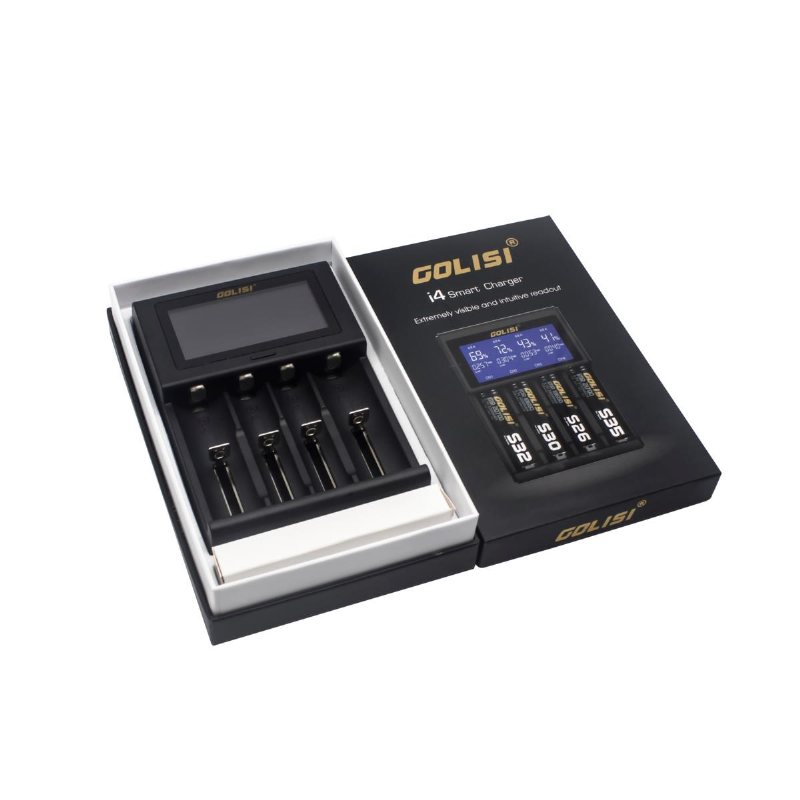 Golisi I4 Lcd-skärm Display Usb-laddning Intelligent 2a Snabb Batteriladdare Li-ion Nimh-batterier
