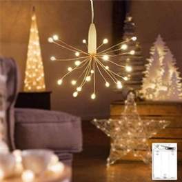 Led Fyrverkeri Koppar Linje Ljus Batterilåda Fairy Lamp Julfestival Dekoration Star Light String Maskrosor Lampa