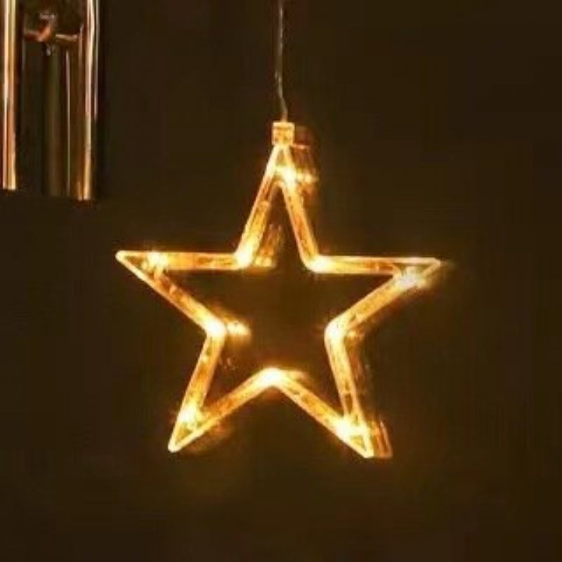 Led Juldekorationer String Snowflake Santa Fawn Sugkopp Ljus Gardinljus Hängljus Blixt Batteriljus