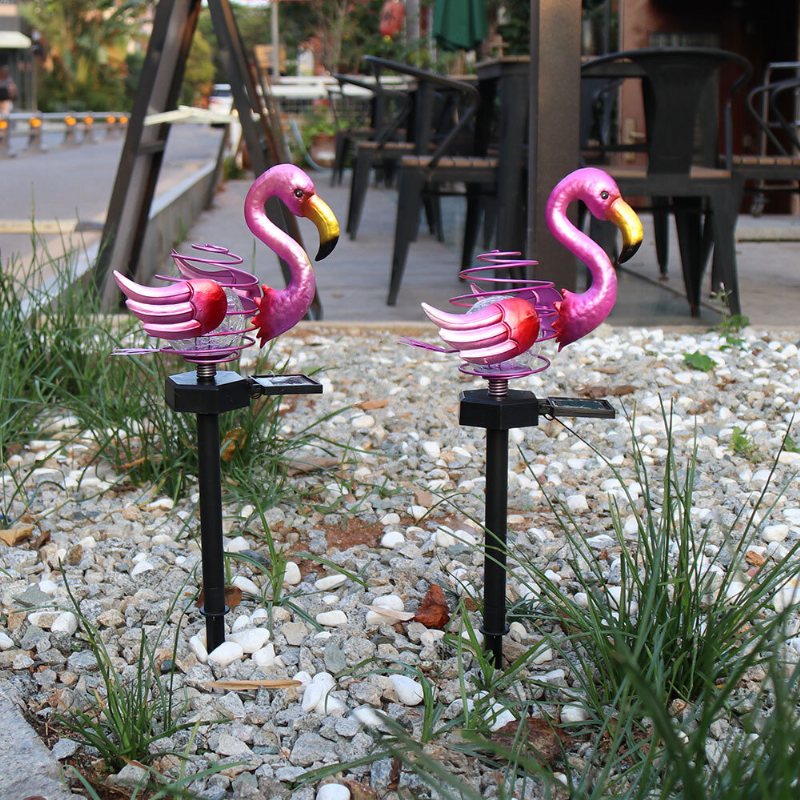 Led Solar Powered Ground Lawn Light Flamingo Bird Spring Stick Lampa Utomhus Trädgård Yard Dekoration