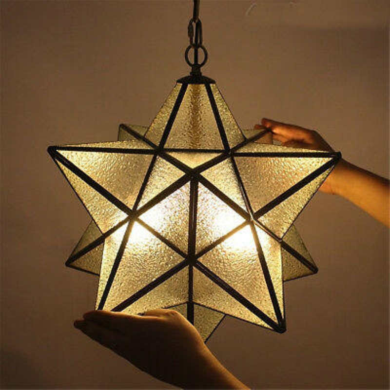 Moravian Star Glass Pendelljus Ljuskrona Ljus Modern Taklampa Armatur Dekor
