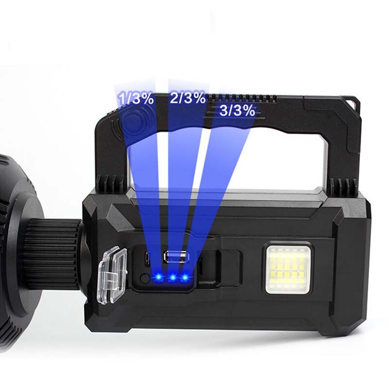 P50/p70/p90 Led-ficklampa 5500-7000k Superljus 6 Lägen Typ-c Sloar Uppladdningsbar Långkastning Vattentät Solar Bärbar Söklampa För Jakt Camping
