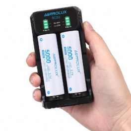 Sc02 Type-c Qc 3.0 Quick Charge Usb-batteriladdare Dubbla Platser För Li-ion/imr/inr/icr Ni-mh Ni-cd 21700 18650 26650 Ficklampsbatteri