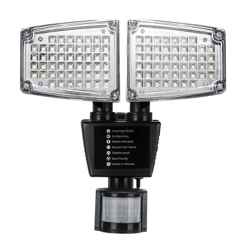 Soldriven 100 Led 800lm Rörelsesensor Ljus Justerbar Vägglampa Vattentät Utomhusträdgård