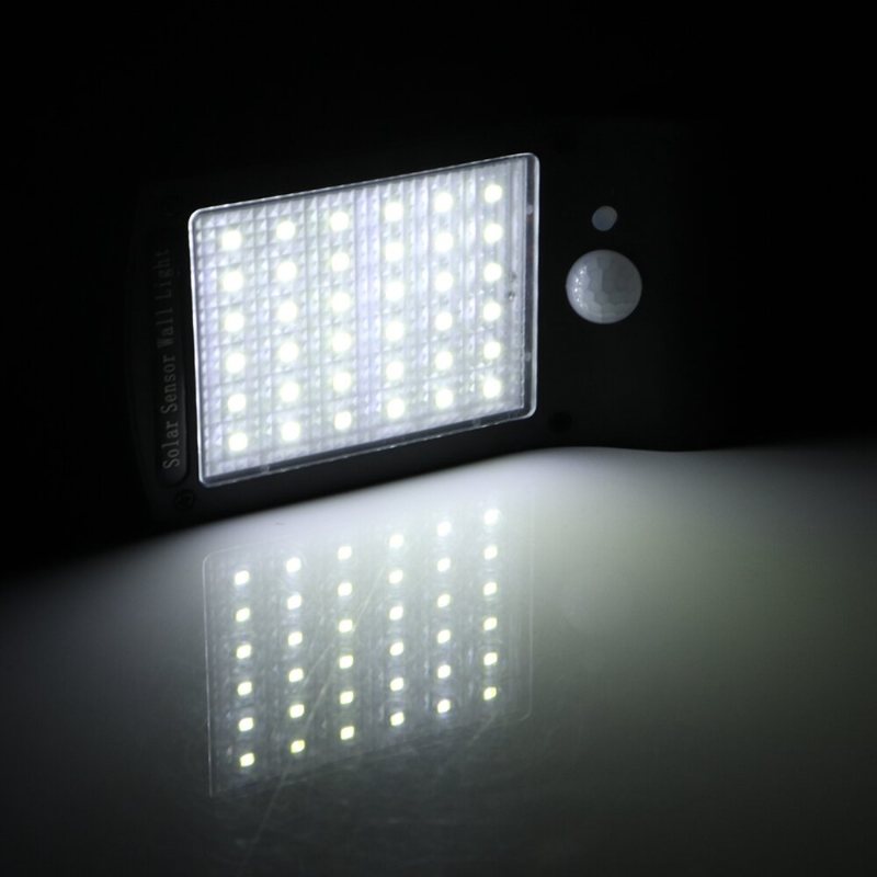 Soldriven 36 Led Pir-rörelsesensor Vattentät Street Security Light Vägglampa För Utomhusträdgård