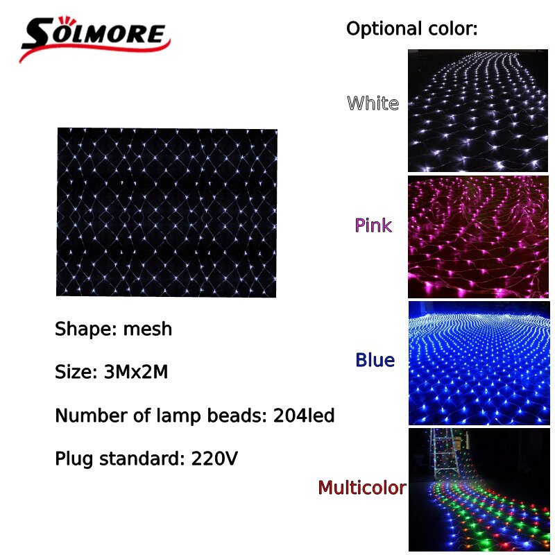 Solmore European Regulatory 10x3m 1000led Boxed Curtain Lights 220v Ip65 Vattentät Nivå Ip44 Lamp Beads