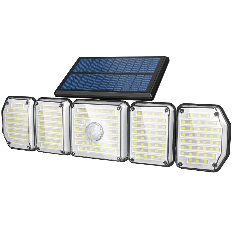 Somoreal Sm-olt1 Vridbar 5 Huvuden 214led Solsensor Vägglampa 6500k 3 Arbetslägen Ip65 Vattentät