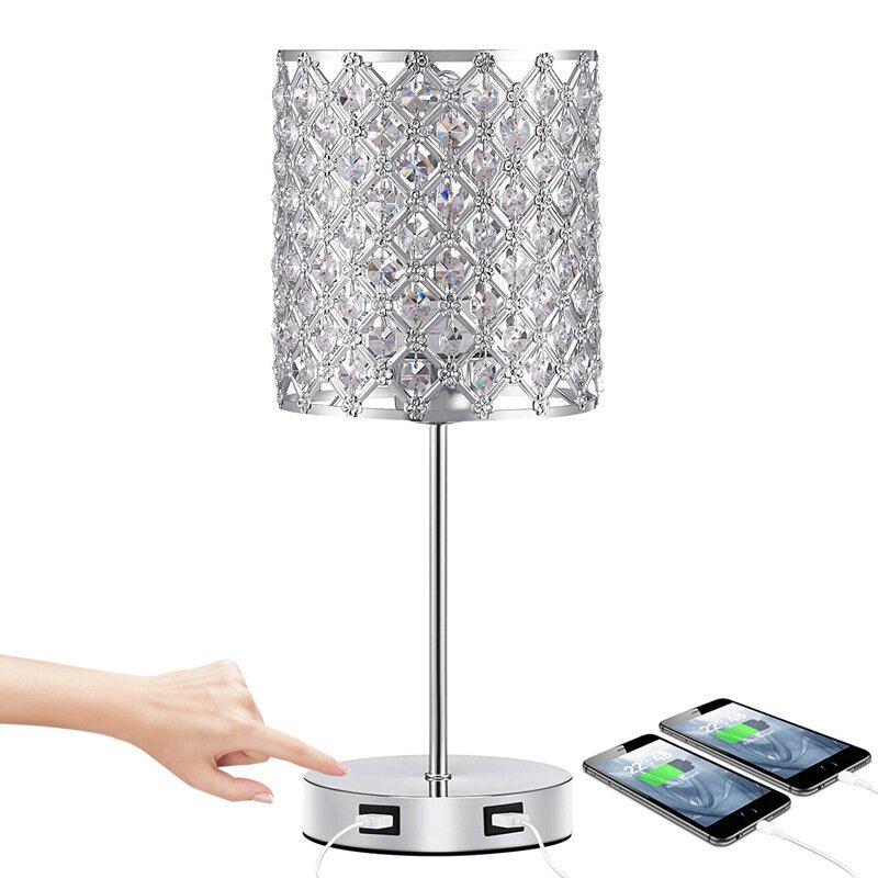 Usb Uppladdningsbar Skrivbordslampa I Kristall Touch-dimmer Sänglampor Led-nattlampa I Sovrummet Med Ljuskälla