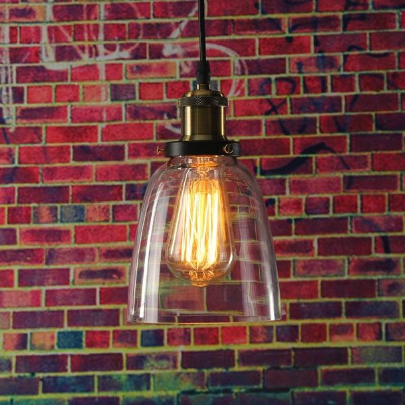 Vintage Industriell Retro Loft Glass E27 Taklampa Skärm