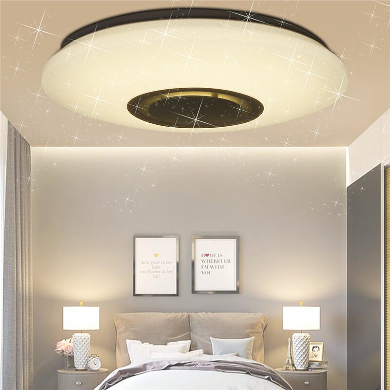 Wifi Led-taklampa Med Bluetooth-högtalare Färgändring Med Fjärrkontroll Rgb Music Taklampa Dimbar Med App-kontroll 3000-6500k För Alexa Google Home