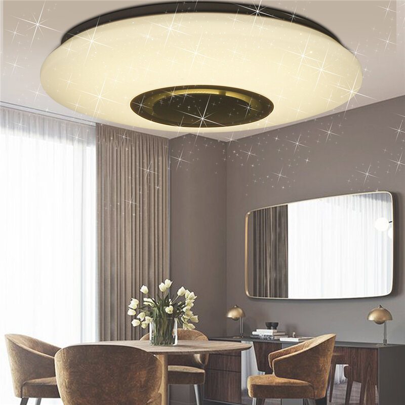 Wifi Led-taklampa Med Bluetooth-högtalare Färgändring Med Fjärrkontroll Rgb Music Taklampa Dimbar Med App-kontroll 3000-6500k För Alexa Google Home