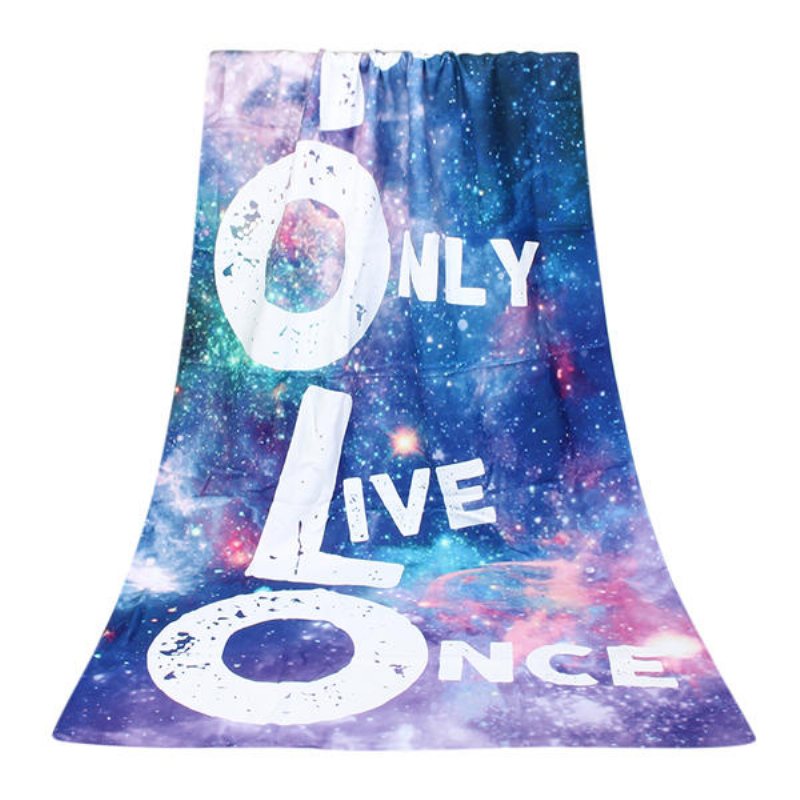 70x140 cm Polyesterfiber Galaxy Yolo Mönster Badhandduk Med Mjuk Reaktivt Tryck Tvättlapp