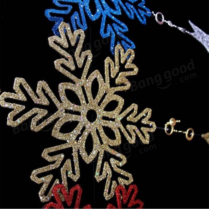 Julstjärna Snöflinga Girland Hängande Hänge Träd Part Fönster Dörr Dekoration