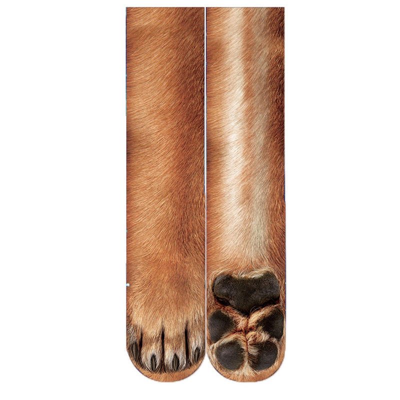 Kreativt 3d-utskrift Vuxen Djur Tassstrumpor Unisex Crew Cat Long Tube Stocks Elastisk Andningsstrumpa Hund Tiger Zebra Pig Cat Paw