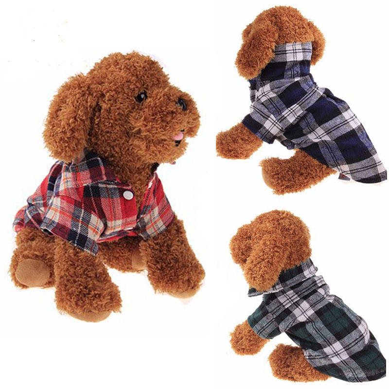 100 % Bomull För Husdjurshund Rutig Randig T-shirt Valpväst Kappor För Små Hundkläder Klassisk Stil