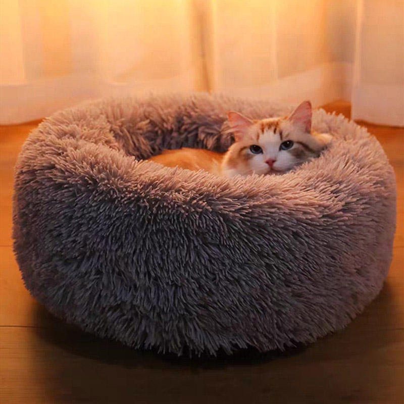 40-100 cm Djurtillbehör Kennel Rund Plysch Husdjursbo Vadderad Mjuk Varm För Katt Sängmatta