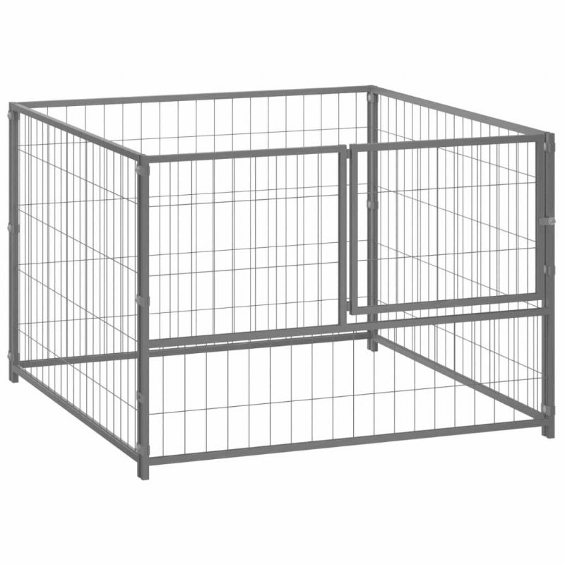 Eu Direct Vidaxl 150792 Utomhus Hundkennel Silver 100x100x70 cm Stålhusbur Hopfällbar Valp Katter Sömn Metall Lekhage Motionsträning Bedpan Djurtillbehör