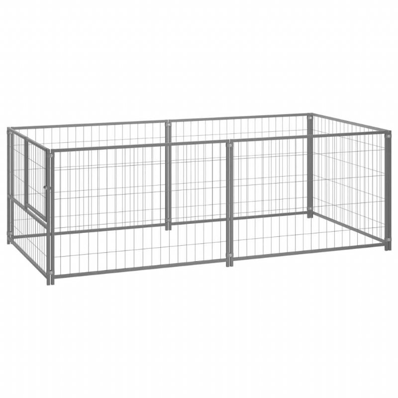 Eu Direct Vidaxl 150793 Utomhus Hundkennel Silver 200x100x70 cm Stålhusbur Hopfällbar Valp Katter Sömn Metall Lekhage Motionsträning Bedpan Djurtillbehör