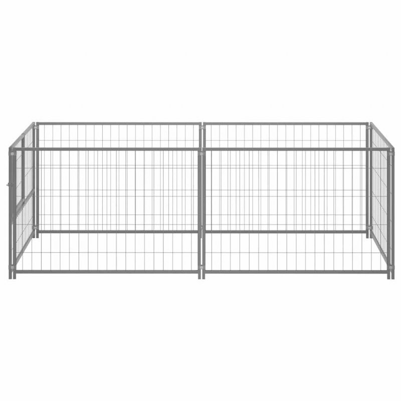 Eu Direct Vidaxl 150793 Utomhus Hundkennel Silver 200x100x70 cm Stålhusbur Hopfällbar Valp Katter Sömn Metall Lekhage Motionsträning Bedpan Djurtillbehör