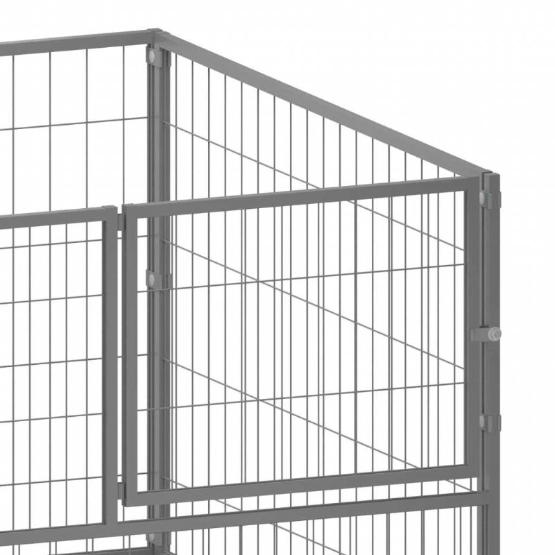 Eu Direct Vidaxl 150793 Utomhus Hundkennel Silver 200x100x70 cm Stålhusbur Hopfällbar Valp Katter Sömn Metall Lekhage Motionsträning Bedpan Djurtillbehör