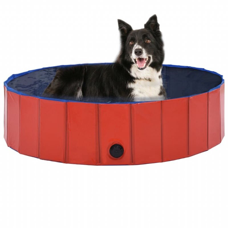 Eu Direct Vidaxl 170823 Hopfällbar Hundpool Röd 120x30 cm Pvc-valpbad Hopfällbart Bad För Lekande Katter Barn Badkar Husdjurstillbehör