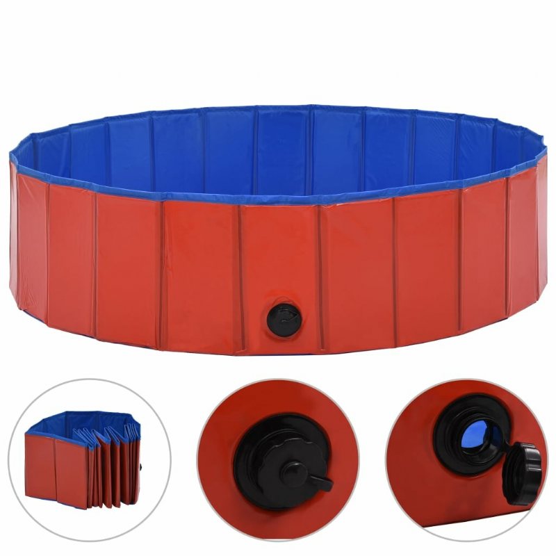 Eu Direct Vidaxl 170823 Hopfällbar Hundpool Röd 120x30 cm Pvc-valpbad Hopfällbart Bad För Lekande Katter Barn Badkar Husdjurstillbehör