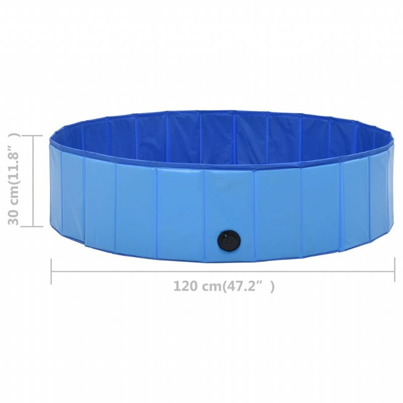 Eu Direct Vidaxl 170826 Hopfällbar Hundpool Blå 120x30 cm Pvc Valpbad Hopfällbart Bad För Lekande Katter Barn Badkar Tillbehör För Husdjur