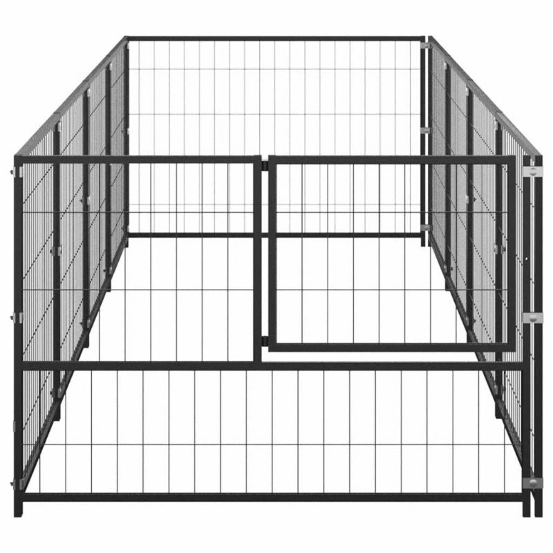 Eu Direct Vidaxl 3082094 Utomhus Hund Kennel Svart 4 M² Husbur Hopfällbar Valp Katter Sömn Metall Lekhage Motionsträning Bedpan Djurtillbehör