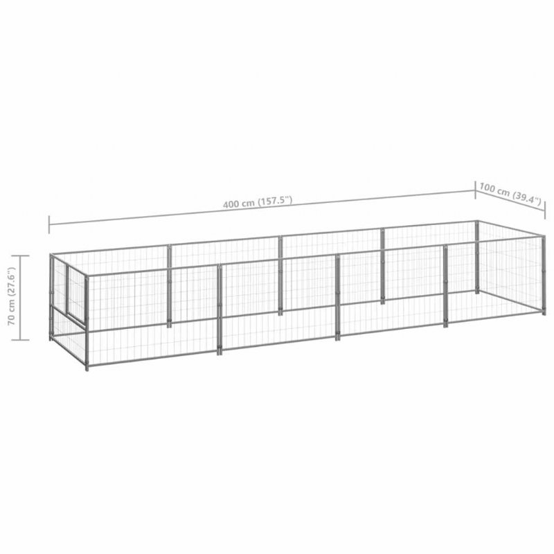 Eu Direct Vidaxl 3082102 Utomhus Hundkennel Silver 4 M² Stålhusbur Hopfällbar Valp Katter Sömn Metall Lekhage Motionsträning Bedpan Djurtillbehör