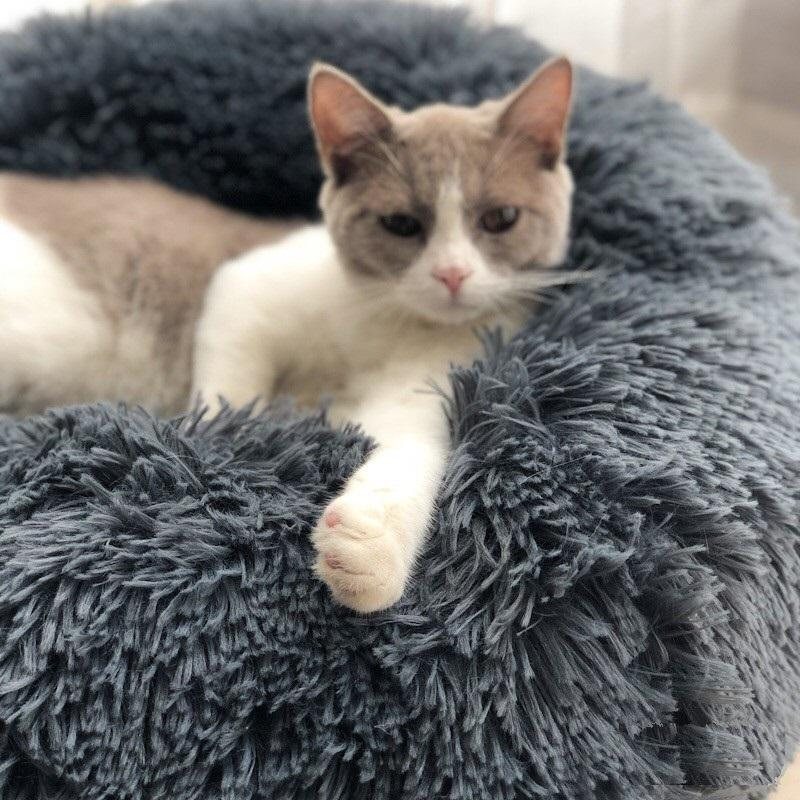 Flerfärgad Katt-/hundsäng För Husdjur Supermjuk Varm Rund Djup Supersöt Kennel
