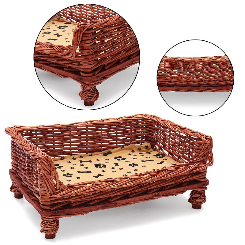 Handvävd Flätad Djursäng Hund Kattkorg Shabby Chic Sova Slitstark Tvättbar