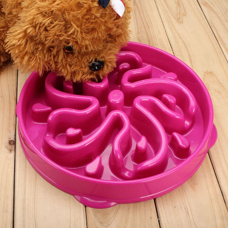Hund Slow Food Skål Ned Äter Matskål Husdjursmaterial Valp Katt Matar Anti Slip Gulp