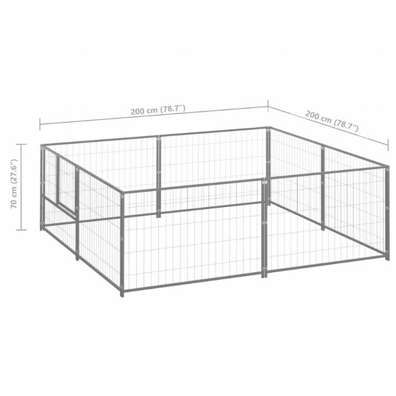 Hundkennel Silver 43.1 Ft² Stål