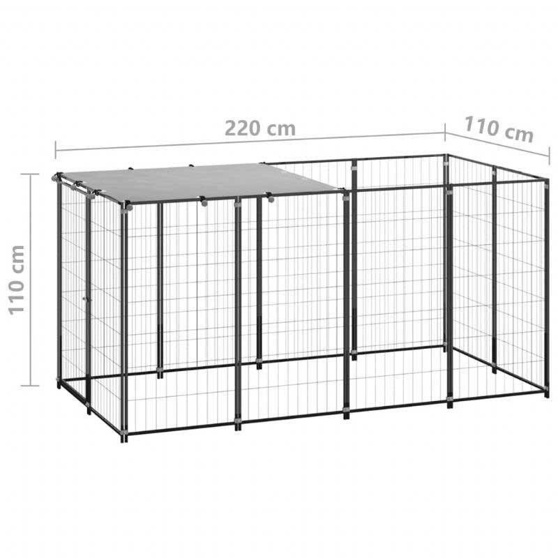 Hundkennel Svart 26 Ft² Stål