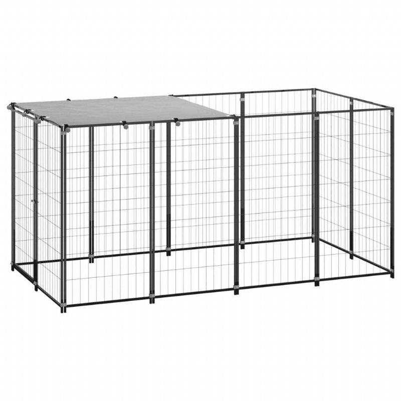 Hundkennel Svart 26 Ft² Stål