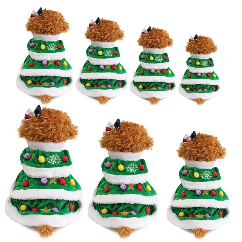 Julfestival Träd Sällskapsdjur Hund Katt Kappa Valp Varma Kläder Kostymer Klädsel Klänning