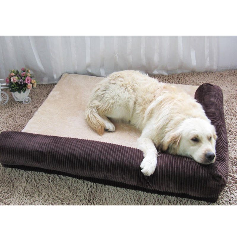 Lyx Corduroy Bolster Pet Dog Bäddsoffa Puppy Fleece Sängmatta För Stor Hund Pet Bed