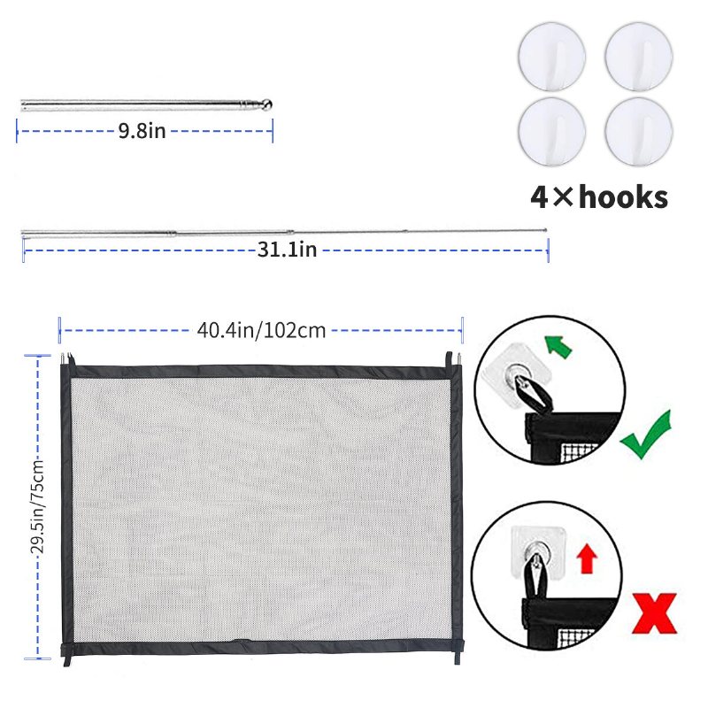 Outerdo Mesh Pet Gate Hund Inomhus Och Utomhus Portable Pet Isolation Net Vikbar Och Infällbar Säkerhetsdörr Lämplig För Trappor Och Doo
