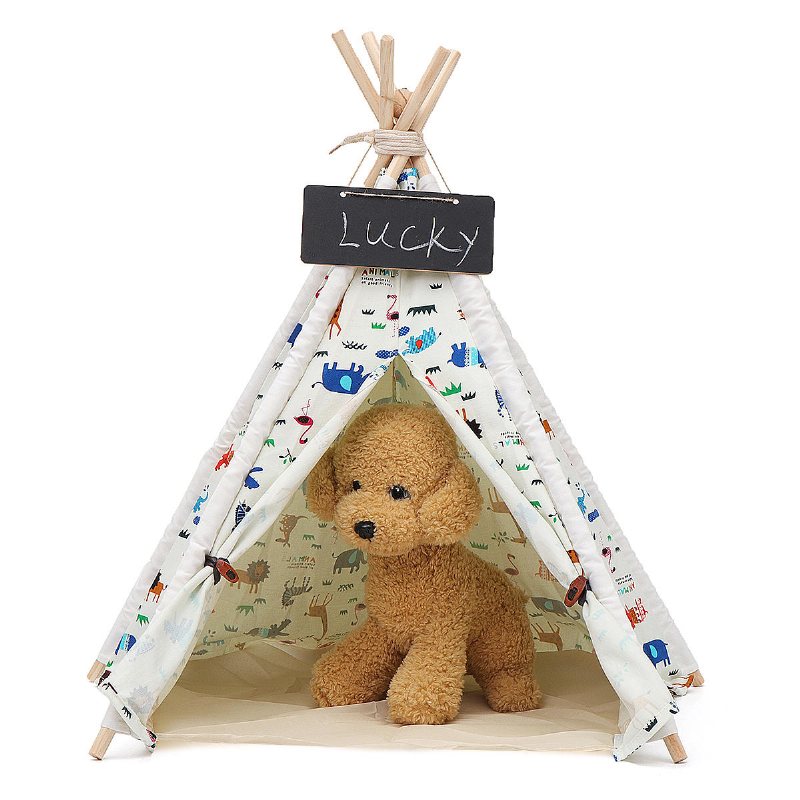Pet Dog House Tvättbart Tält Valp Katt Inomhus Utomhus Hem Lek Tipi Pet Bed